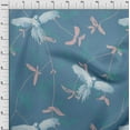 thumbnail image 4 of oneOone Silk Tabby Teal Blue Fabric Tropical Parrot With Leaves Dress Material Fabric Print Fabric By The Yard 42 Inch Wide, 4 of 4