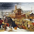 thumbnail image 2 of Bruegel, Pieter the Elder 17x15 Black Ornate Wood Framed with Double Matting Museum Art Print Titled - Townsfolk Skating On a Castle Moat, 2 of 4