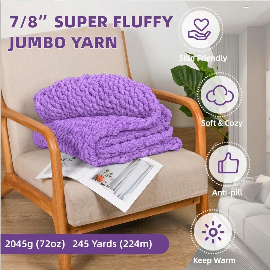 Chunky Yarn for Hand Knitting 8 Packs Chunky Chenille Yarn for Crocheting Bulky Thick Fluffy Yarns for Knitting er Bulky Blanket Yarns for Handcrafts 2045g 72oz 245 Yards (224m)