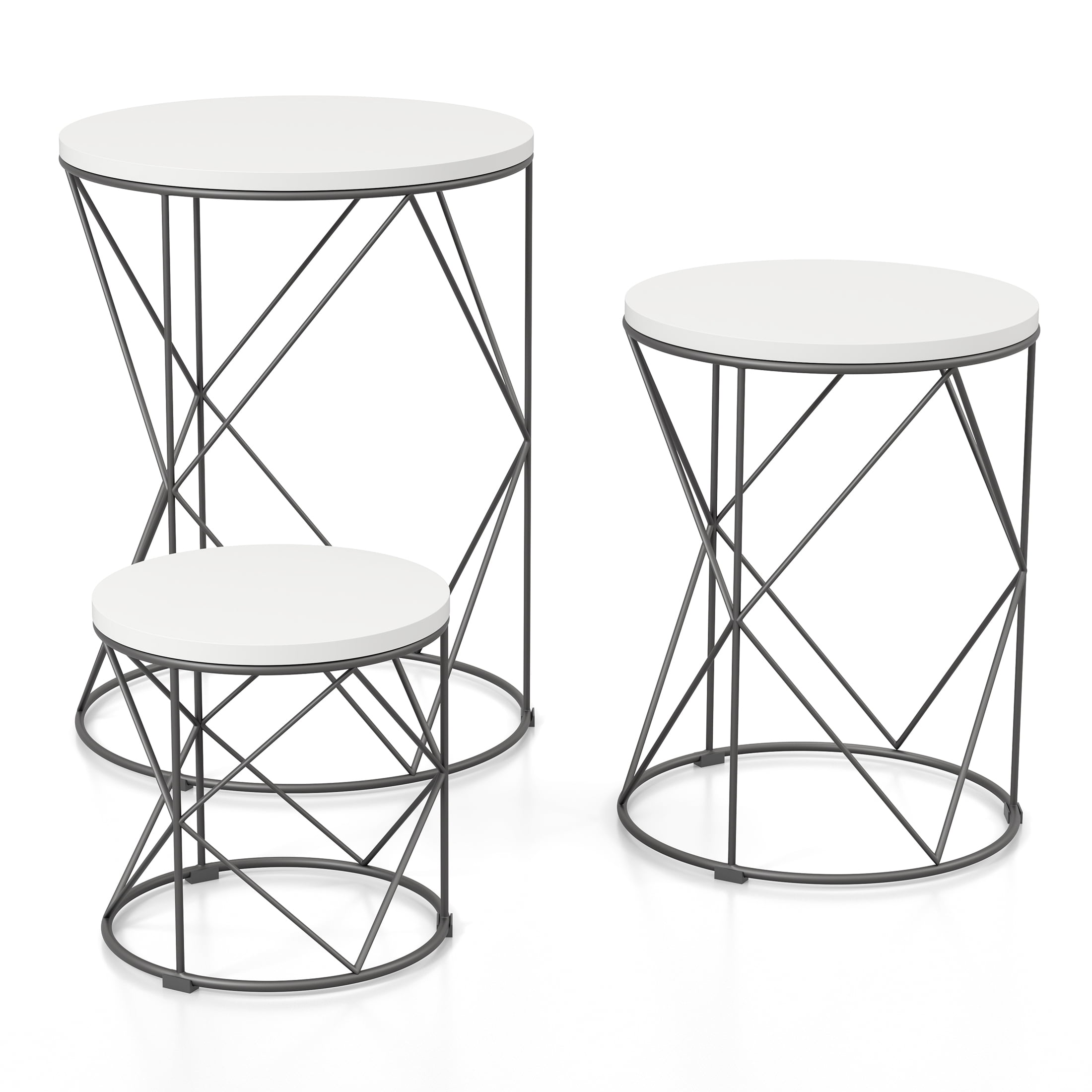 Furniture of America Melmar 3-Piece Nesting Tables, White