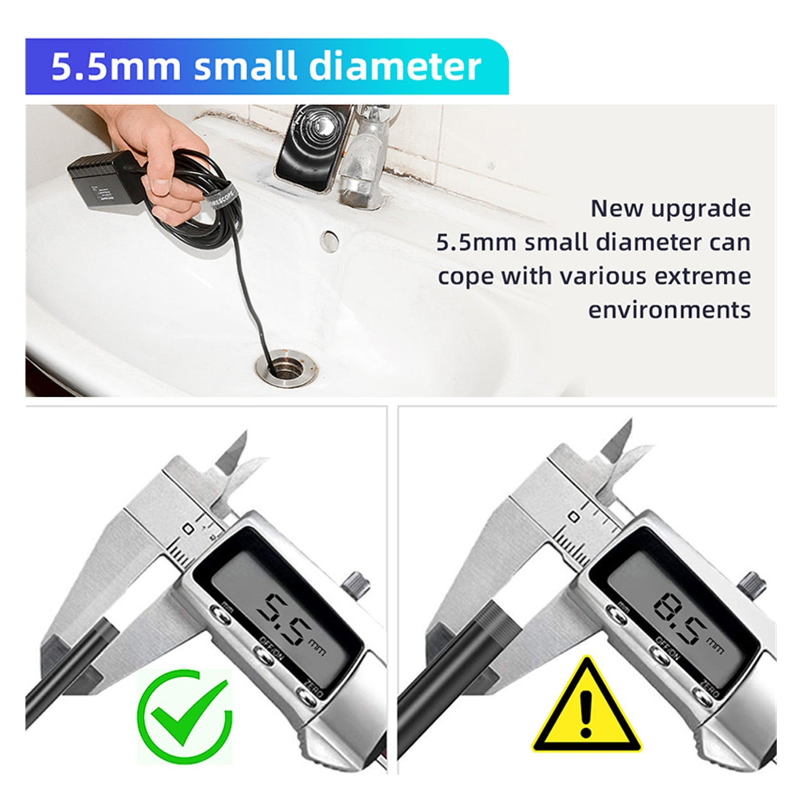 2.0 MP 1080P HD 5.5mm WiFi Industrial Endoscope Borescope IP67 Waterproof Semi-rigid Cable Snake Camera ,Various Applicable