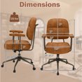 thumbnail image 3 of Costway Home Office Chair Leathaire Upholstered Task Chair with Cushioned Back & Armrests Brown, 3 of 10