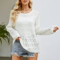 thumbnail image 5 of Babysbule Plus Size Womens Sweaters New Arrivals Women's Solid Color Hollowed Out Knit Sweater Loose Round Neck Sweater Base Women's Fashion, 5 of 6