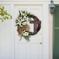 thumbnail image 3 of Jlong Easter Wreath Door Hanging Decoration with Cross, Rustic Bouquet Garland for Front Door Decor, Artificial Spring Plant Flower Decorations Grape Vines Wreath, 3 of 7
