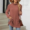 thumbnail image 2 of Dpytoraw Women's New Half Turtleneck Long Sleeved Loose Split Pocket Sweater Top Women's Pullover Sweater, 2 of 5