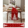 thumbnail image 3 of Red Christmas Tree Burlap-Cotton Table Runner 90 Inches Long,Vintage Balls Snowflake Xmas Tree Farmhouse Table Runners,Outdoor Dining Tablecloths Decor for Baby Shower Party Wedding 13x90, 3 of 9
