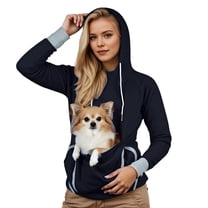 Womens Cat Dog Pouch Hoodie Pet Carrier Drawstring Hooded Sweatshirt Large Pocket Pullover Shirt for Women