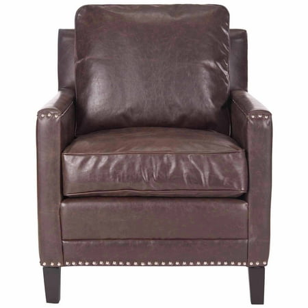 Safavieh Buckler Bicast Leather Club Chair, Antique Brown With Safavieh Buckler Bicast Leather Club Chair, Antique Brown with Silver Nail Heads - Safavieh Buckler Bicast Leather Club Chair, Antique Brown With