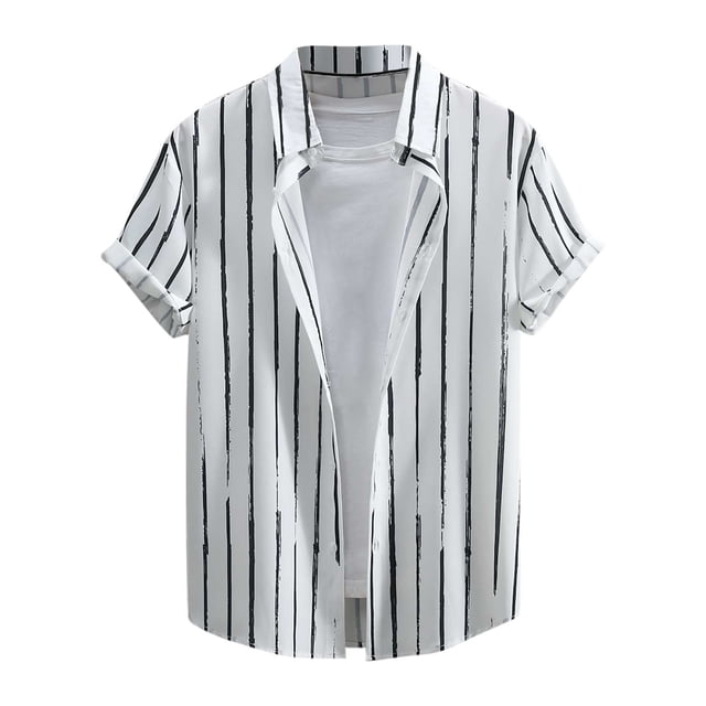 Qiopertar Liquidation à Moins de 5$ Chemise Décontractée Mode Homme Imprimé Bouton Plage Manches Courtes Col Rabattu en Solde