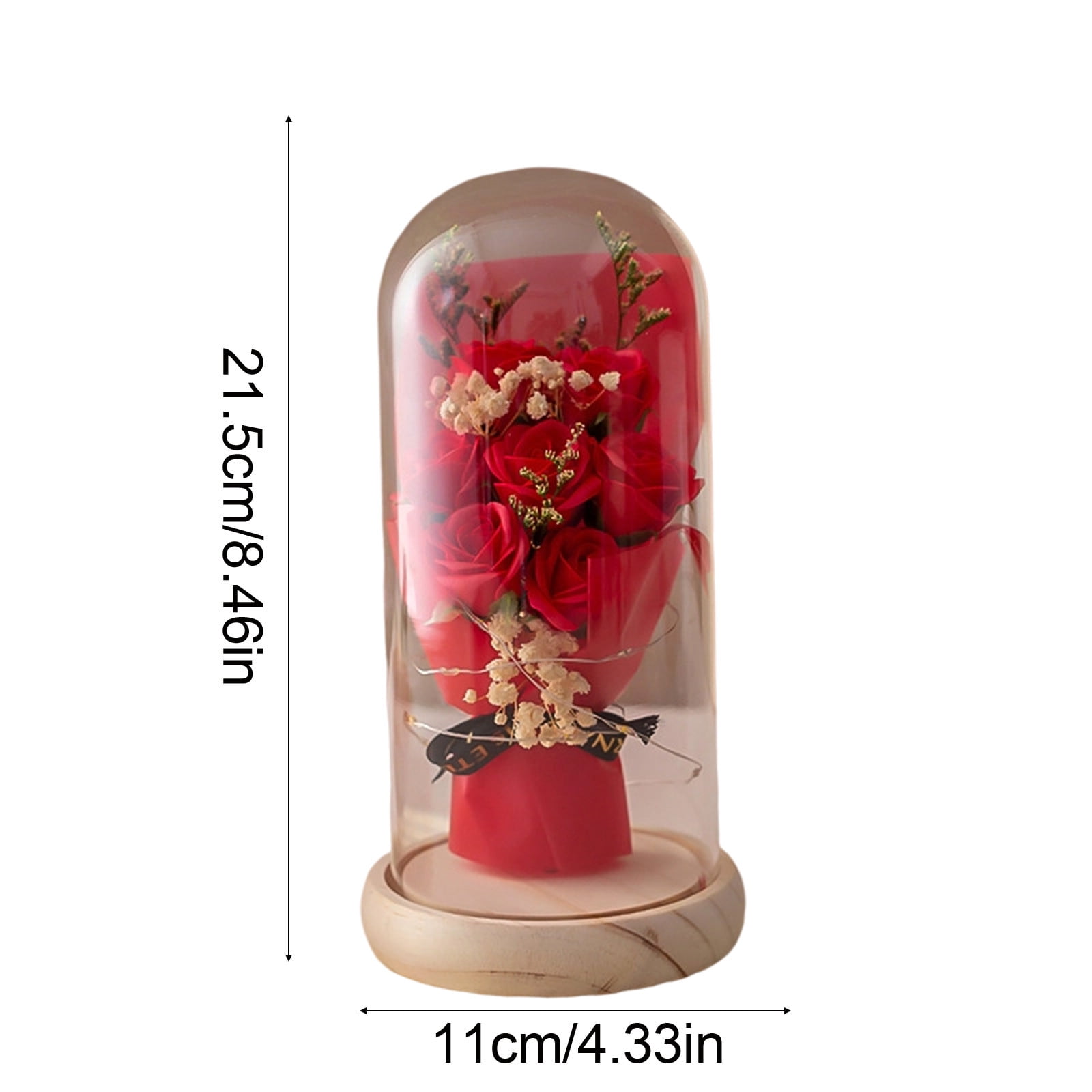 Ovzne Preserved Rose Bouquet – Artificial Pink Floral Gift With String Lights For Valentine’S Anniversaries