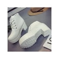 thumbnail image 6 of Fangasis Women Leather Boot Fashion Ankle Boots Chunky Heel Booties Office Block Heels Winter Shoes White 5, 6 of 9