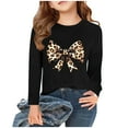 thumbnail image 3 of Ugoldhm Girls Long Sleeve Tops Crewneck Leopard Print Bow Graphic Tees Fall Fashion Cute Shirts, 3 of 4