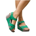 thumbnail image 4 of Viluyesy Sandals for Womens, Thick Sole Adjustable Buckle Open Toe Spring Summer Causal Beach Wedge Shoes Green 8, 4 of 8