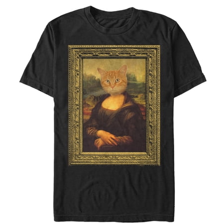 Men s Lost Gods Mona Lisa Cat Graphic Tee Black Large