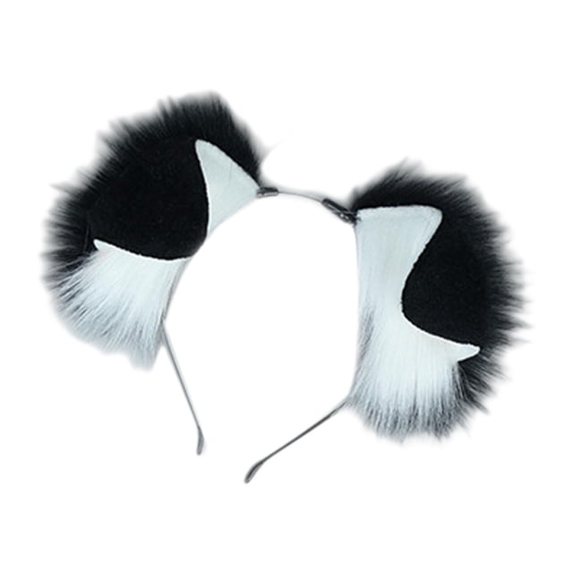 Diadema con orejas de perro jinwen para disfraz de Halloween Negro