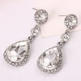 thumbnail image 6 of Opolski Party Fashion Women Shiny Rhinestone Inlaid Waterdrop Long Dangle Stud Earrings, 6 of 8