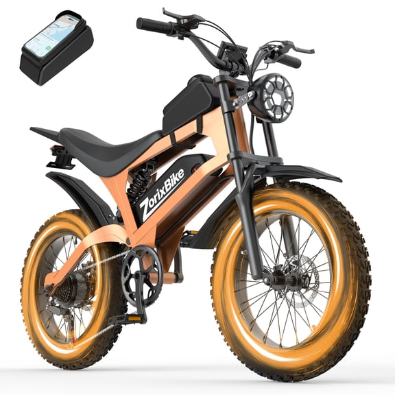 ZorixBike Electric Bike for Adults, 750W Brushless Motor Ebike 28MPH, 20" x 4.0" Fat Tire E-Mountain Bike, 48V 20AH Battery, 80 Miles Range, Full Suspension
