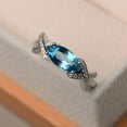 thumbnail image 2 of Swiss blue topaz ring, wedding ring, marquise cut blue gemstone, sterling silver ring, 2 of 4