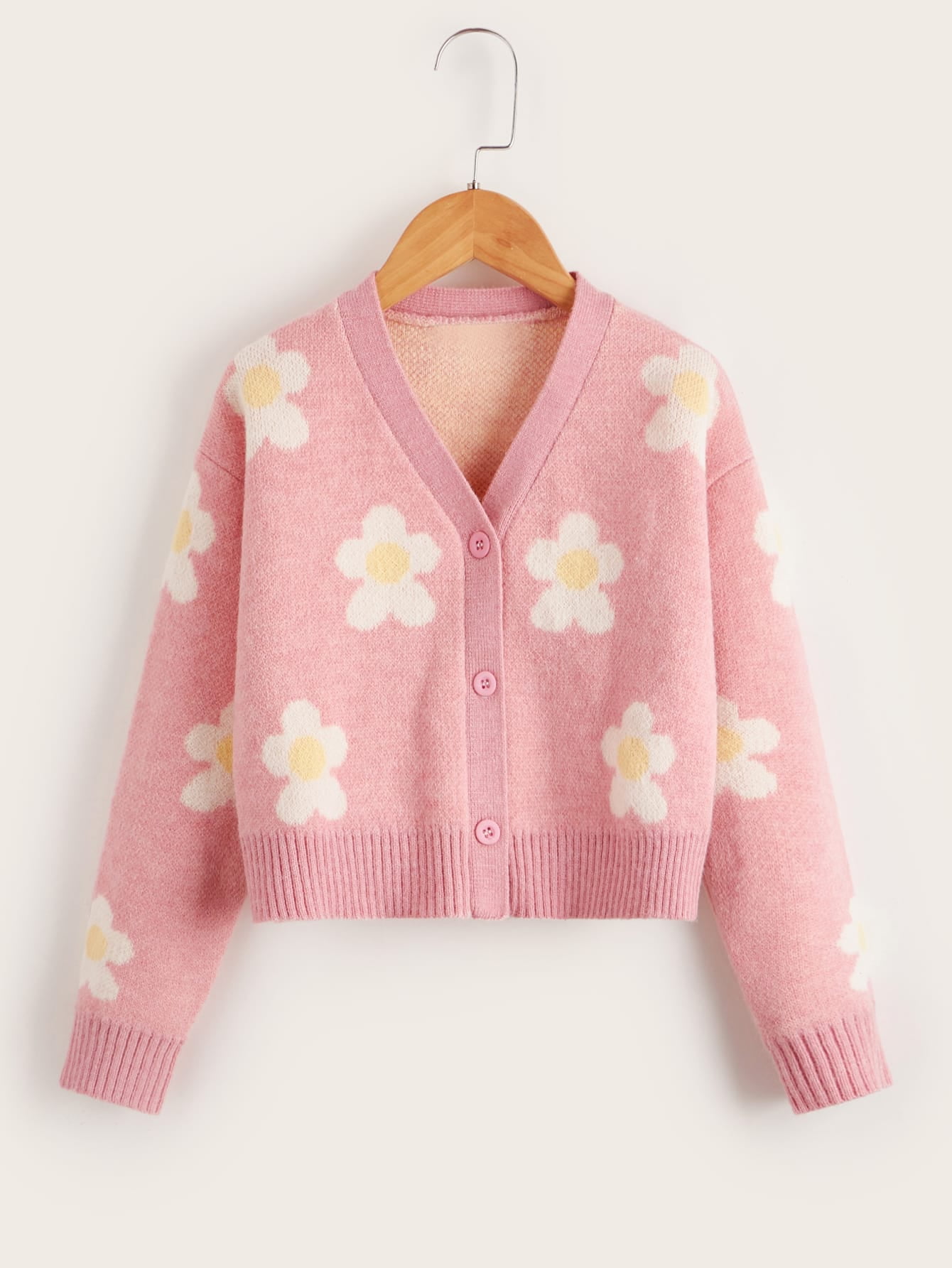 floral drop shoulder cardigan