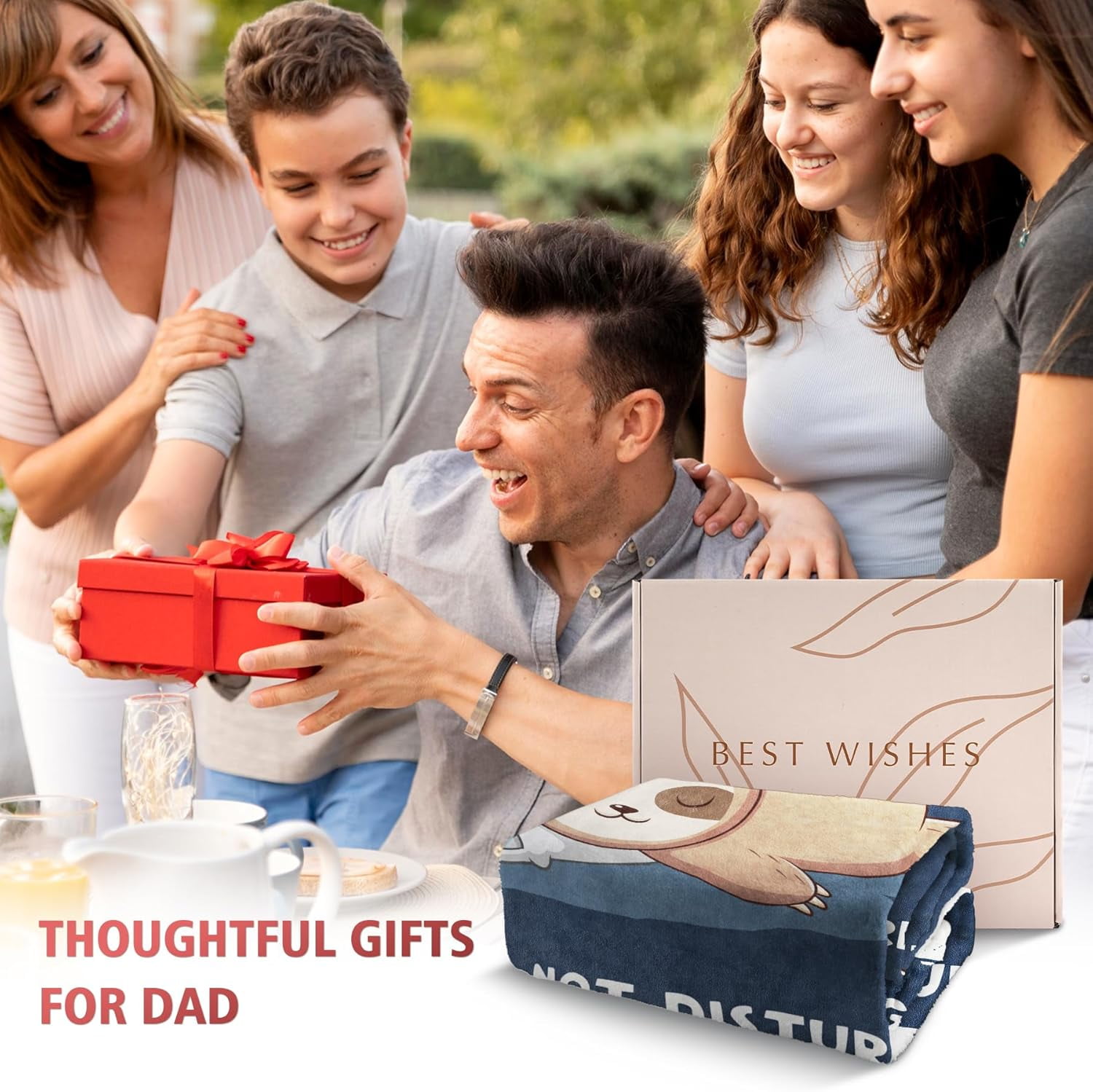 Funny Fathers Day Birthday Gifts for Dad, Dad is Charging Sloth Blanket, Present for Father from Daughter Son, Daddy Gifts for Fathers Day Christmas, Super Soft Throws Blanket for Father