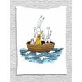 thumbnail image 1 of Kids Tapestry, Cartoon Style Hare Family and a Hedgehog on a Sea Adventure Little Birds and Lantern, Wall Hanging for Bedroom Living Room Dorm Decor, 40W X 60L Inches, Multicolor, by Ambesonne, 1 of 2