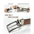 thumbnail image 2 of Timarkment Belts for Men Leather Black Brown Mens Belt Reversible Men's Belts One Belt Reverse Two Side, 2 of 7