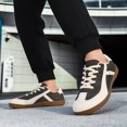 thumbnail image 3 of Men's Black White Retro Leather Trainer Shoes Non Slip Gum Sole Casual Walking Sneakers, 3 of 10