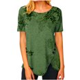 thumbnail image 1 of Moda mujer casual manga manga corta cuello redondo botón impreso tops blusa Pompotops hkajfhjk466707, 1 of 5