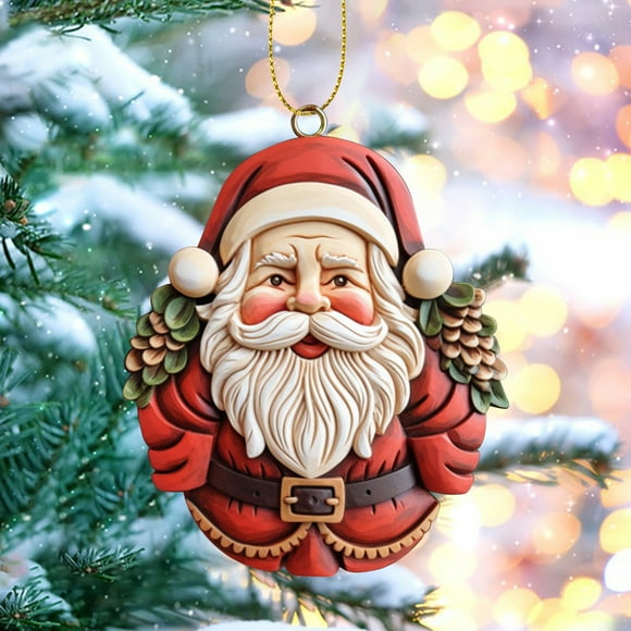 Fridja 3.15 Inch Vintage Santa Pendant, 2024 New Santa Pendant Decoration, Novelty Santa Claus Vintage Inspired Pendant, Vintage Santa Pendant for Christmas Trees, Window, Fireplaces, Walls