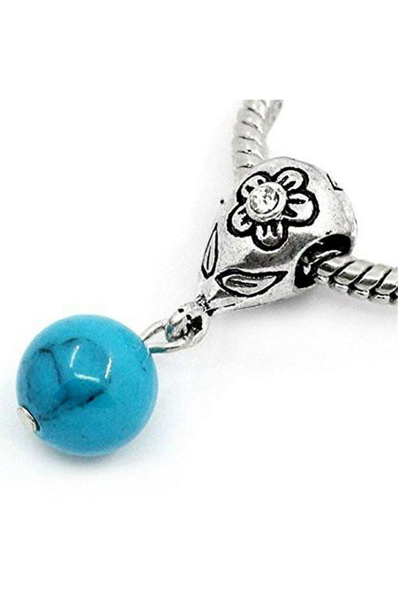 Dangle Ball with Rhinestones Bead Charm Spacer for Snake Chain Charm Bracelets
