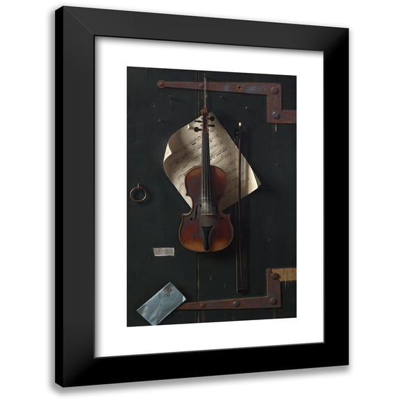 William Michael Harnett 11x14 Black Modern Framed Museum Art Print Titled - The Old Violin (1886)