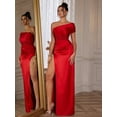 thumbnail image 3 of Women's One Shoulder Formal Evening Dress With High Side Slit And Rhinestone Embellishment Prom Dresses For Women, 3 of 7