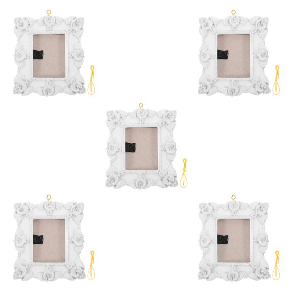FRCOLOR WORGEOUS 5pcs Christmas Tree Photo Frame Ornament Embossed 3D Xmas Tree Hanging Picture Frames for Holiday Party White