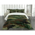 thumbnail image 3 of Ambesonne Camo Quilted Bedspread Set 3 Pcs, Uniform Inspired Fashion, King Size, Green Brown Forest Green, 3 of 5