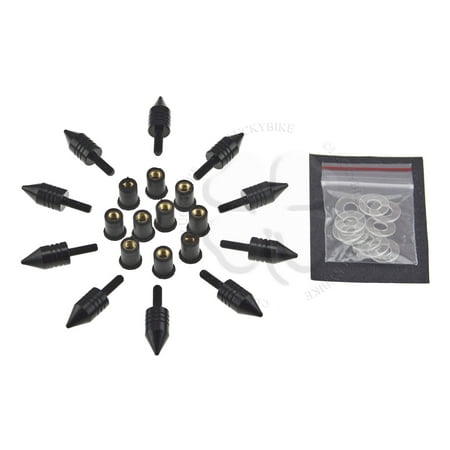 Windscreen Spikes - 10x Windscreen Spike Bolt Kit Black CBR GSXR Stud M5 x 1.25p Wellnut Fairing