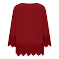 thumbnail image 6 of Womens Tops Plus Size Tops for Women Ndbuld Women's 3/4 Sleeve Lace Patchwork Crew Neck Solid Color Casual Top Wine XL, 6 of 9