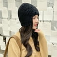 thumbnail image 4 of Opolski Earflap Brimless Thick Warm Beanie Hat Women Winter Candy Color Riding Knitted Cap Costume Accessories Black, 4 of 8