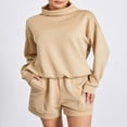 thumbnail image 3 of Survêtements 2 Pcs pour Femmes avec Sweat à Col Roulé Ample et Shorts, 3 of 9