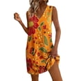 thumbnail image 6 of Womens Short Dresses Plus Size Sleeveless V-Neck Floral Printed Pockets Summer Women's Flowy Beach Vacation Outdoor Casual Loose Dresses, 6 of 8