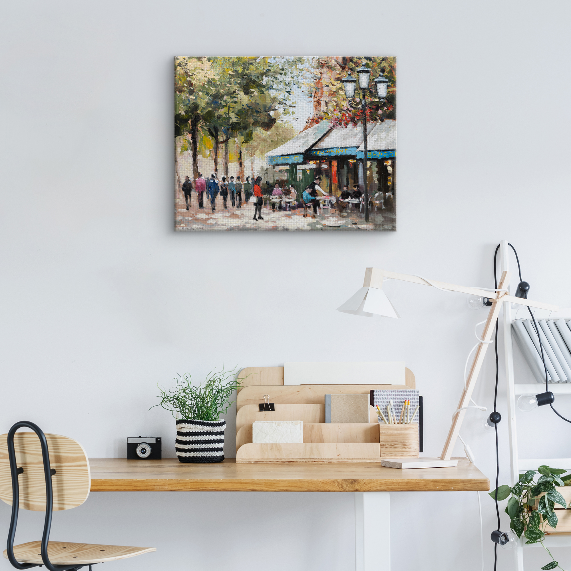 Fine Art Canvas Paris Teal II Cafe by E. Anthony Orme Canvas Art Print