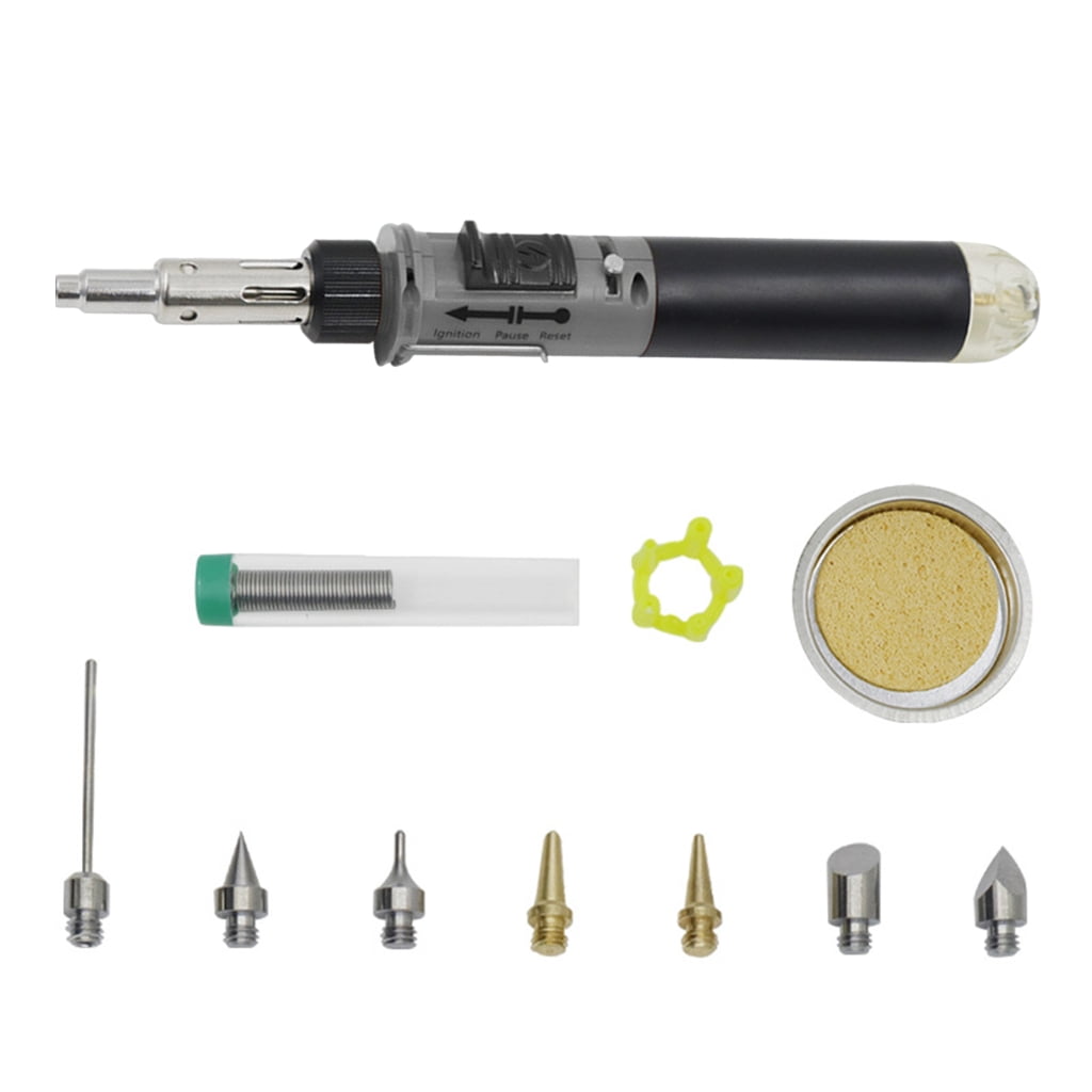 Soldering Iron Set,12 in 1 Cordless Butanes Gas Soldering Iron Temperature Adjustable Welding Torches Tool