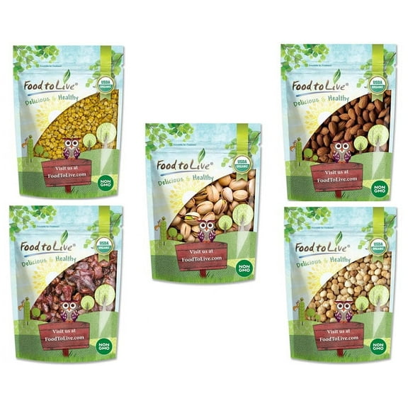 Organic Snacks and the City Gift Box — Variety of Organic Roasted Pistachios, Almonds, Hazelnuts, and Dried Strawberries, Super Sweet Corn Kernels. Unique Gift Set with Easy On The Go Snacks