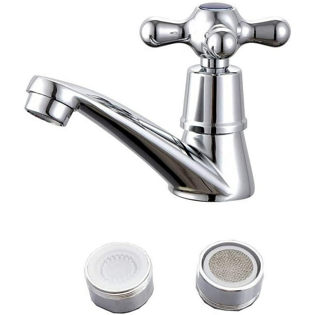 Grifo de agua fría individual, grifo de agua fría individual, grifo de agua de lavabo cromado, para el baño, el inodoro, el lavabo, la cocina, con filtro