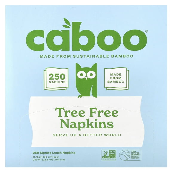 Caboo Tree Free Napkins, White, 250 Ct