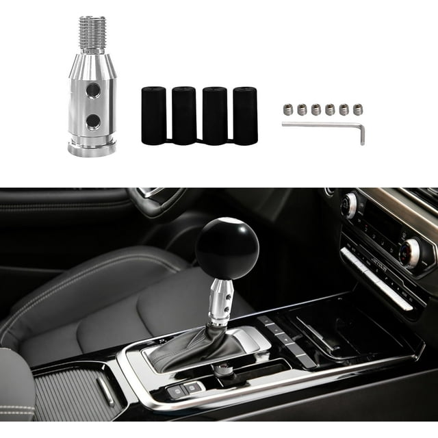 HUGFEGWE Gear Shift Knob Adapter, Shifter Knobs Adapter, M12×1.25 Aluminum Alloy Shifter Adapter with Plastic Hose, Shifter Knob Boot Retainer Gear Stick Connector for Non-Threaded U2537-6284