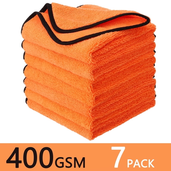 LUIISIS 7-Pack Microfiber Car Drying Towels, 400 GSM Lint-Free for Auto Detailing & Glass, 23.6"x15.8"
