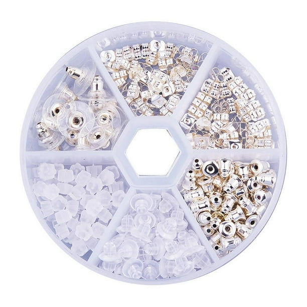 260 piezas respaldos de aretes, respaldos de aretes 5 Clips traseros de aretes Flor Mariposa Plástico Respaldos de aretes