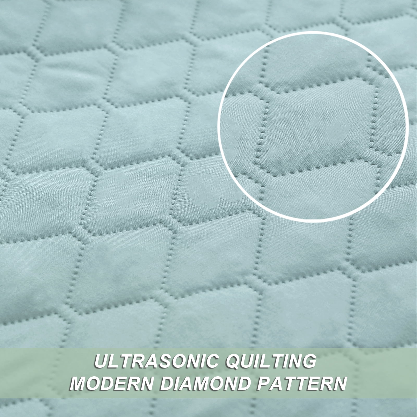 Exclusivo Mezcla Queen Quilt Set, 3-Piece Lightweight Queen Quilts Soft Bedspreads Bed Coverlets, Aqua Blue, 90"x96"