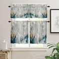 thumbnail image 2 of Gray Teal Kitchen Curtains, Modern Abstract Art 3-Piece Kitchen Curtain Valance and Tiers Set 36 Inch Length, Retro Flow Marble Rod Pocket Half Window Curtains for Cafe Living Room Bathroom, 2 of 7