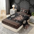 thumbnail image 3 of Erosebridal Bohemian Aztec Twin Sheet Sets, Black Brown Aesthetic Bedding, 3 Pieces 1 Flat Sheet, 1 Fitted Sheet and 1 Pillowcase, 3 of 5
